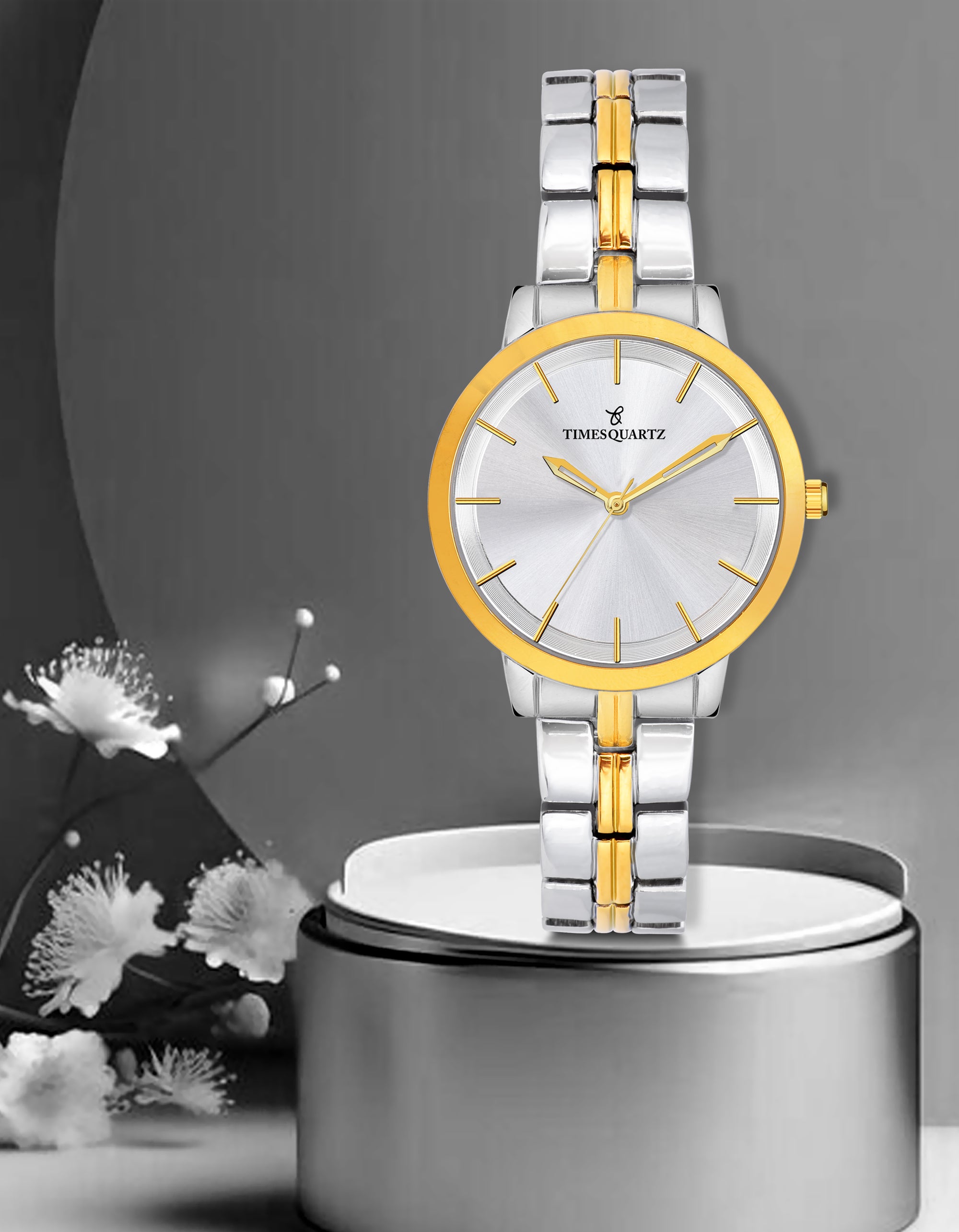 Women's Analog Wrist Watch A-150 Two Tone Case Silver Dial