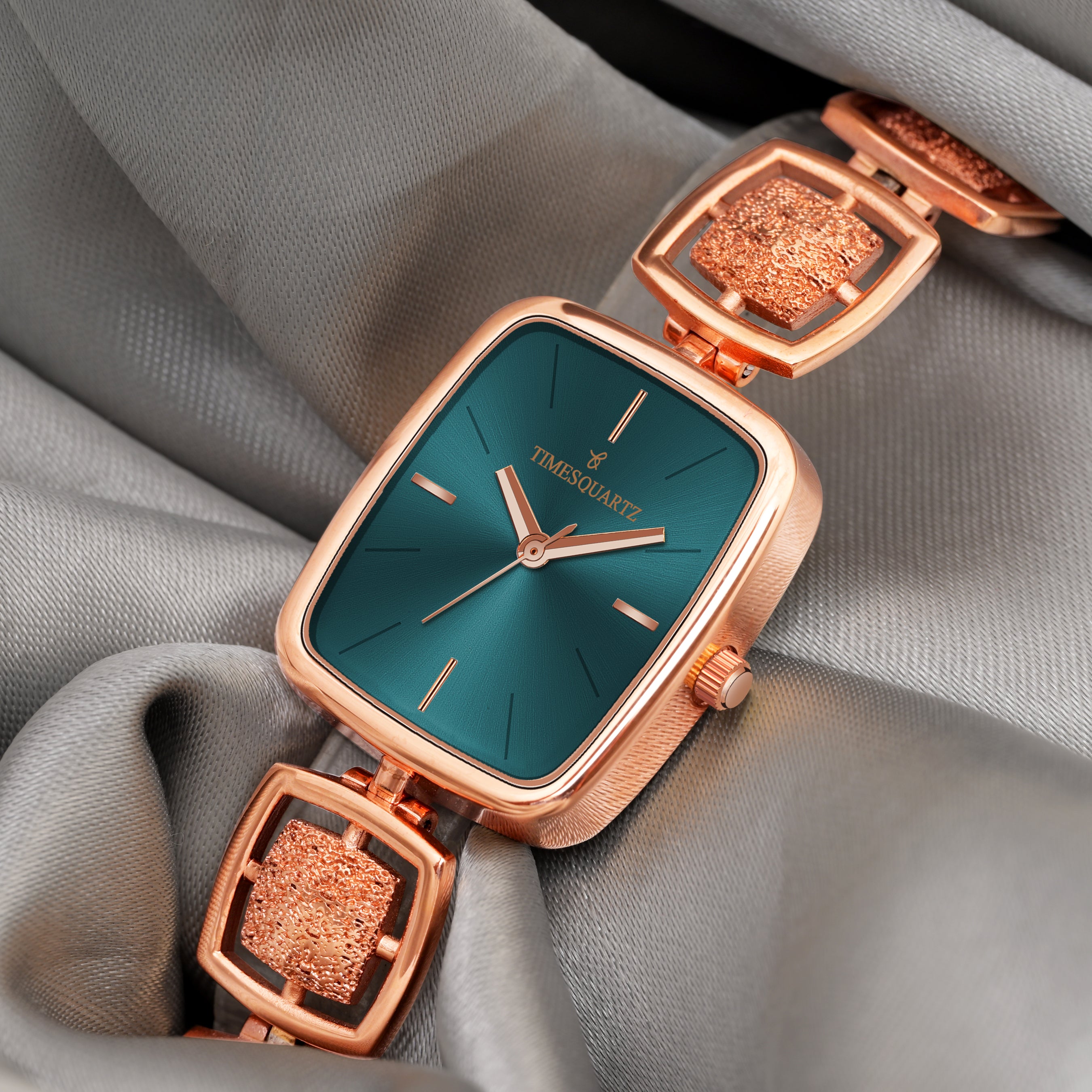 Women's Analog Wrist Watch A-272 Rose Gold Case Teal Dial