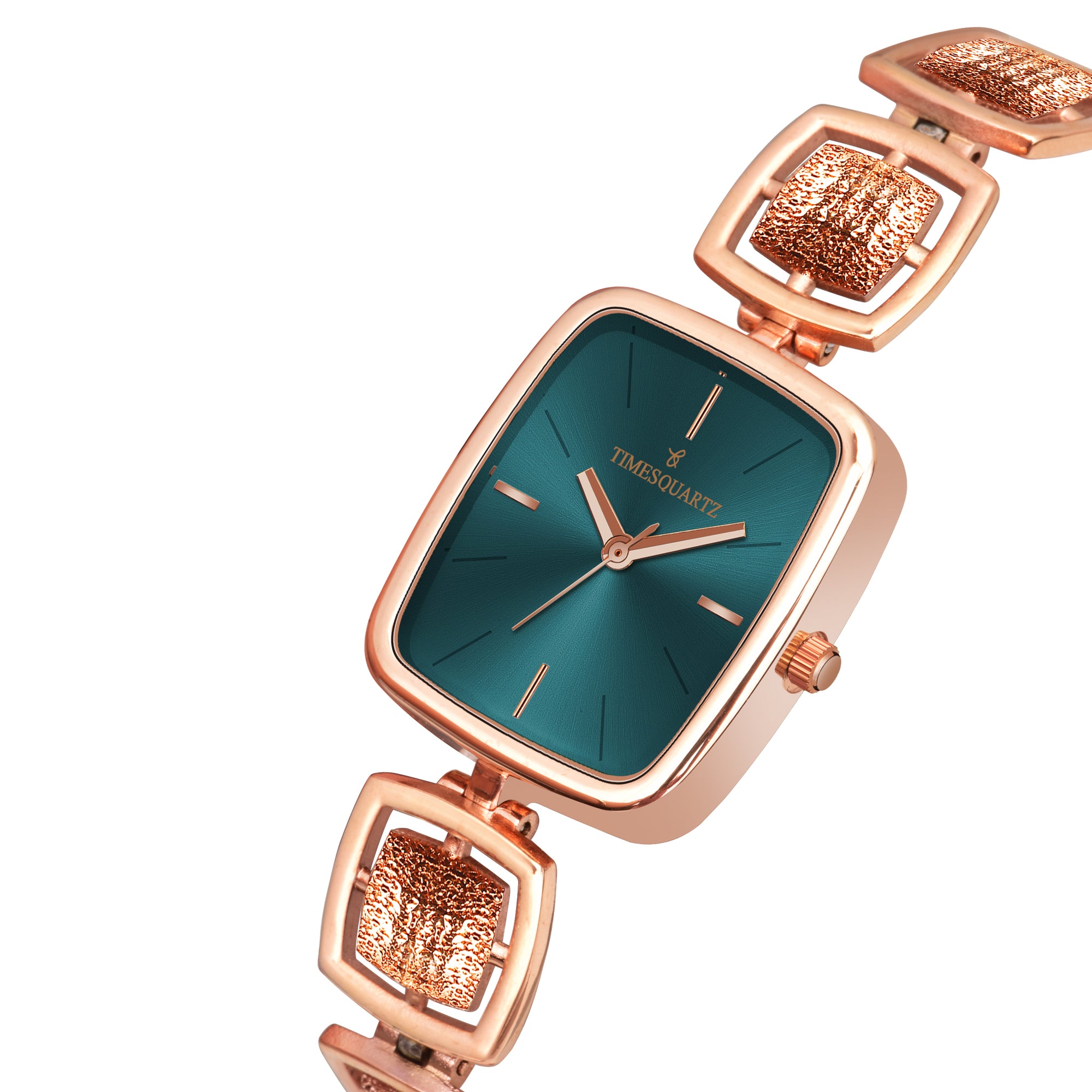 Women's Analog Wrist Watch A-272 Rose Gold Case Teal Dial