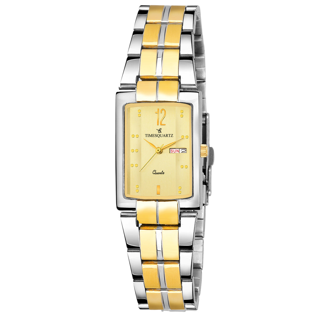 Men's Analog Wrist Watch A-233 Two Tone Case & Golden Dial