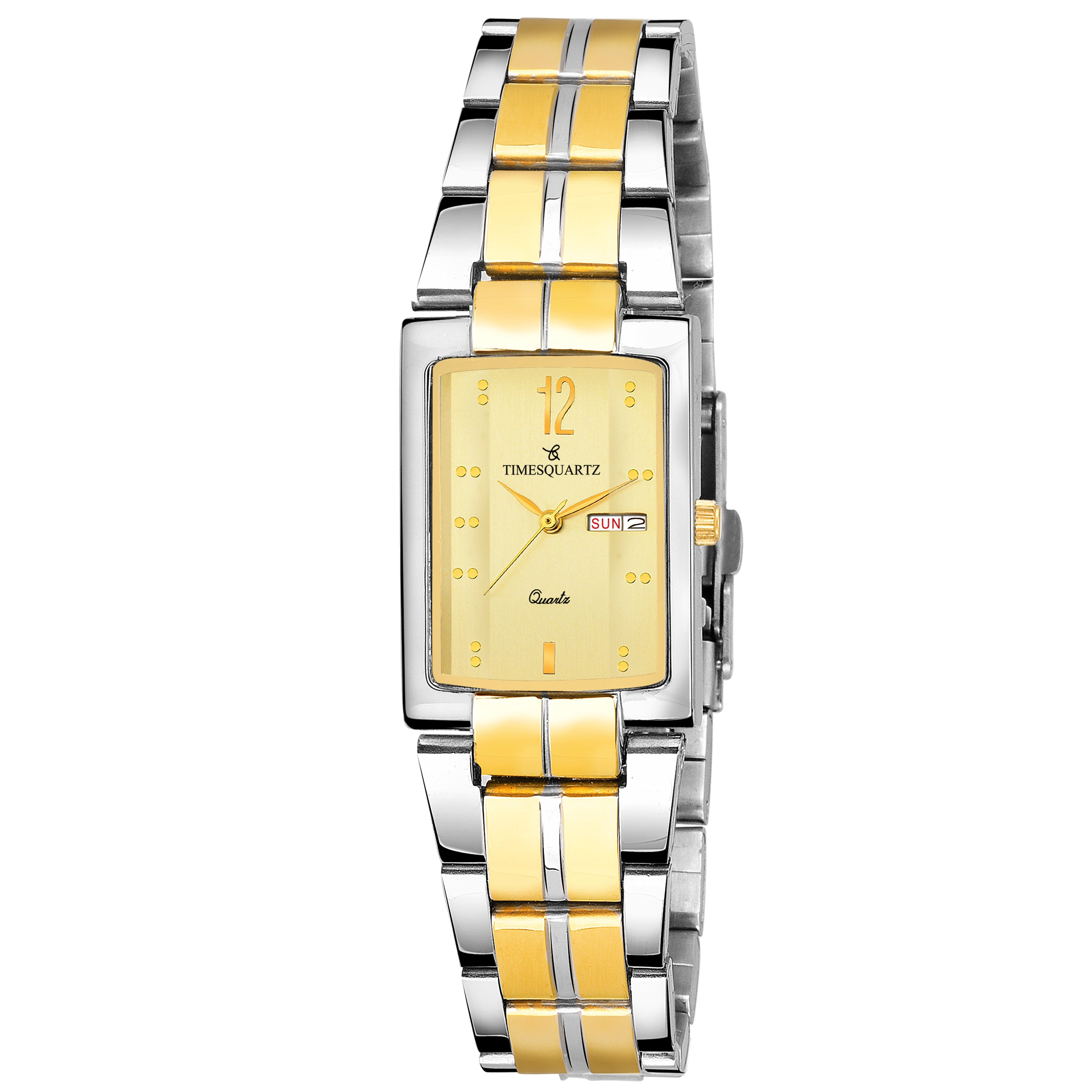 Men's Analog Wrist Watch A-233 Two Tone Case & Golden Dial