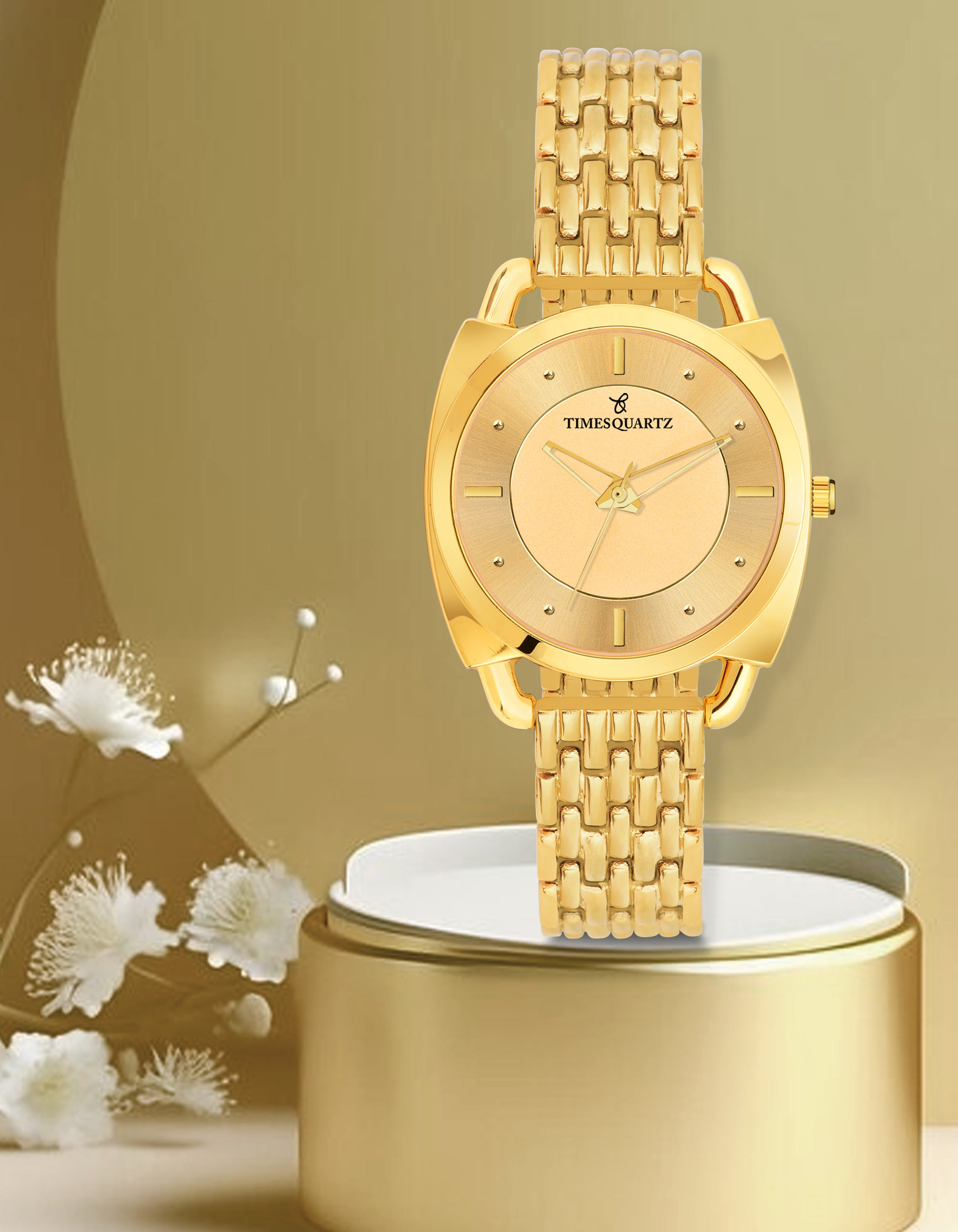 Women's Analog Wrist Watch A-151 Golden Case & Dial