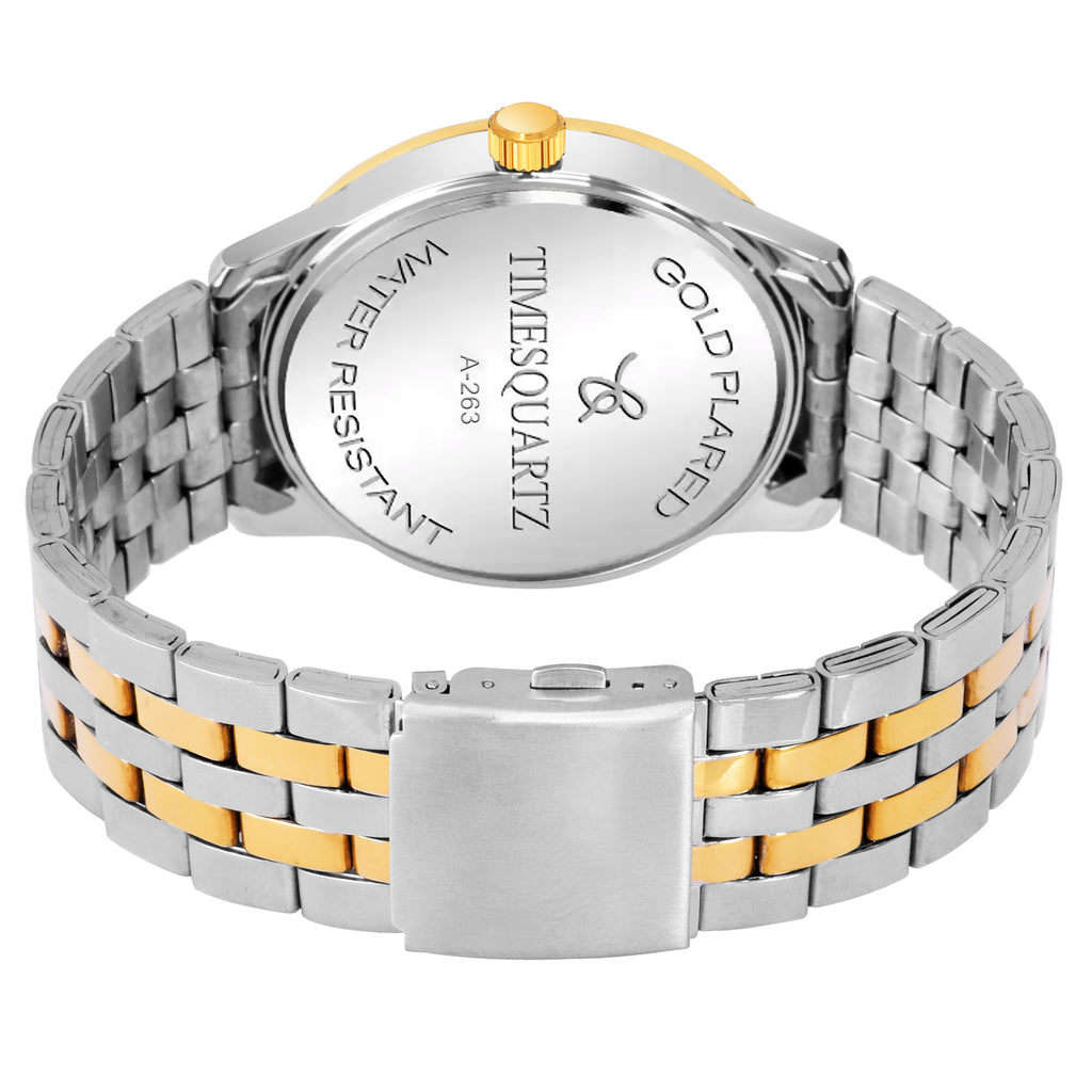 Men's Analog Wrist Watch A-263 Two Tone Case Golden Dial