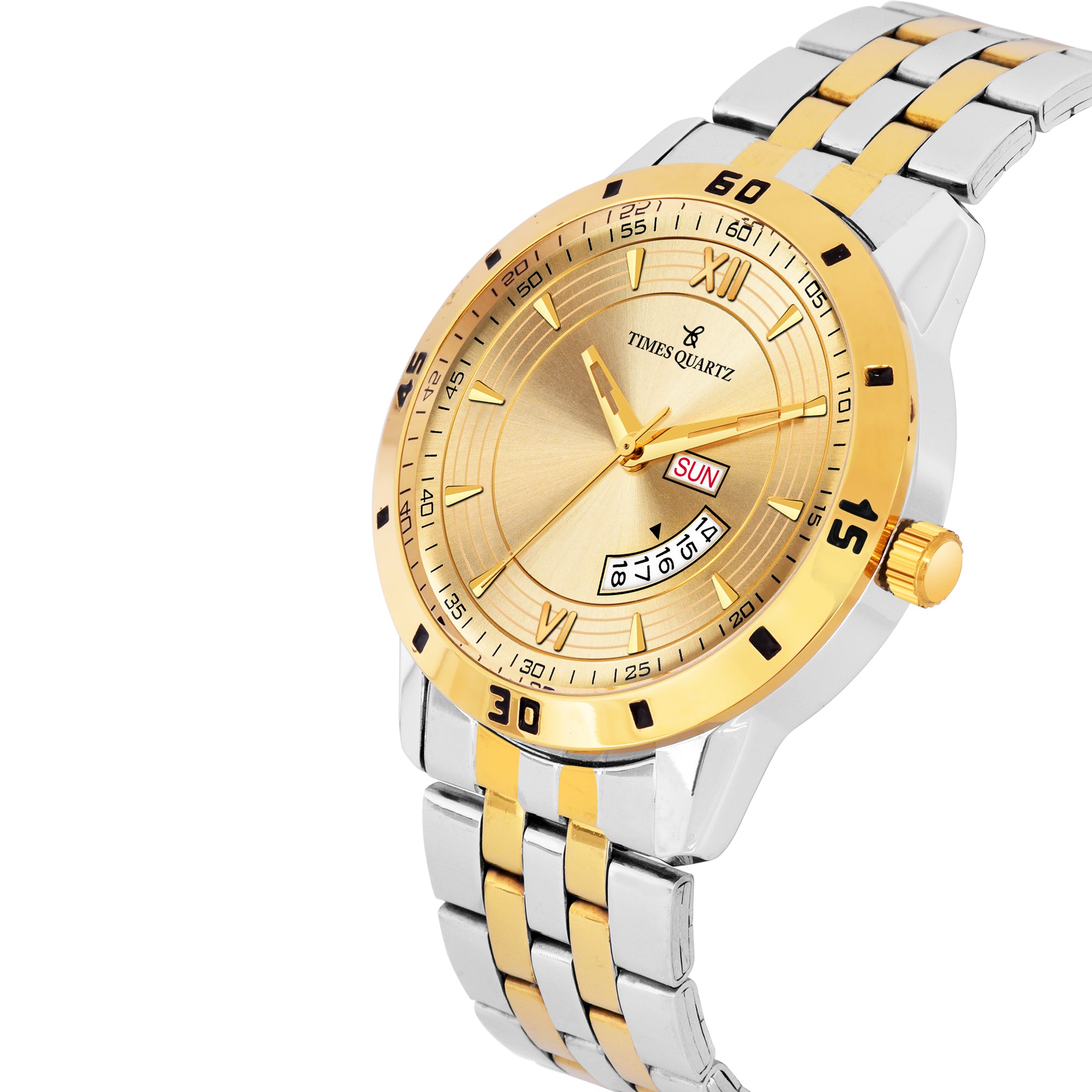 Men's Analog Wrist Watch A-263 Two Tone Case Golden Dial