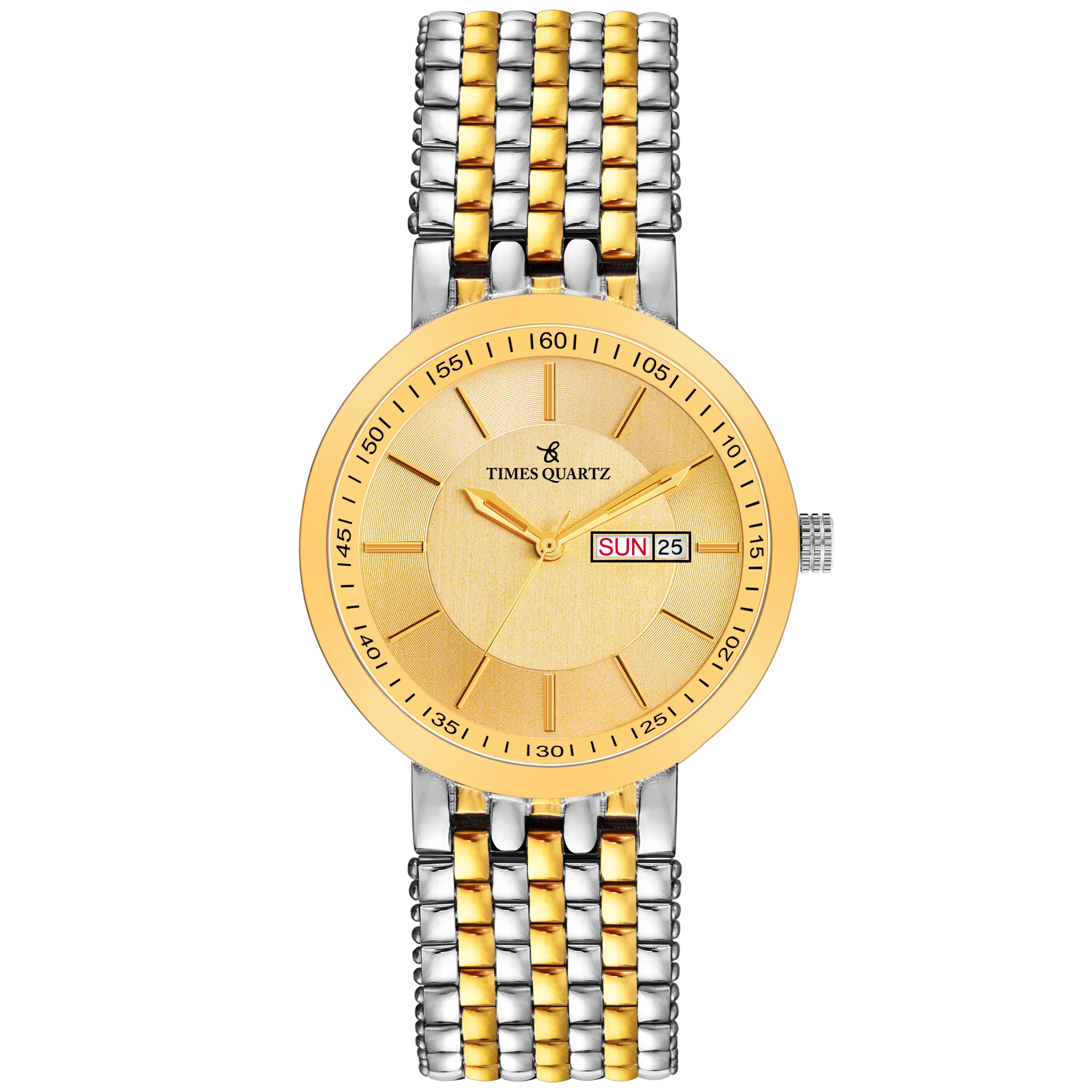 Men's Analog Wrist Watch A-190 Two Tone Case Golden Dial