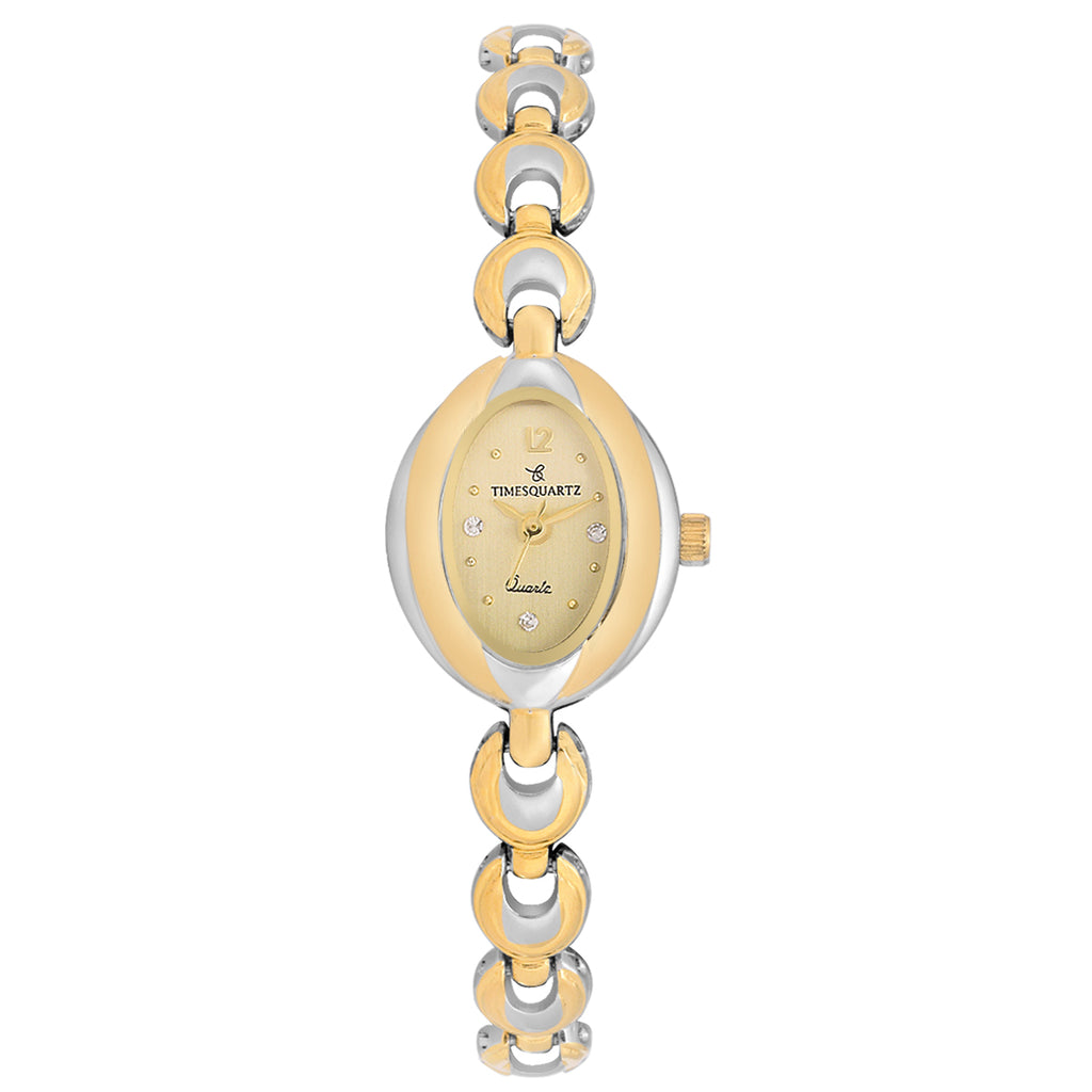 Women's Wrist Watch Model A-261 Two Tone Case Golden Dial