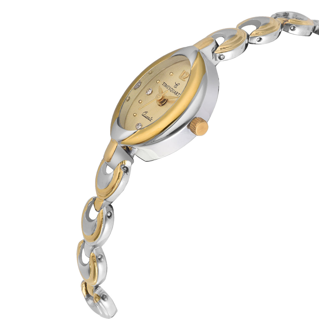 Women's Wrist Watch Model A-261 Two Tone Case Golden Dial