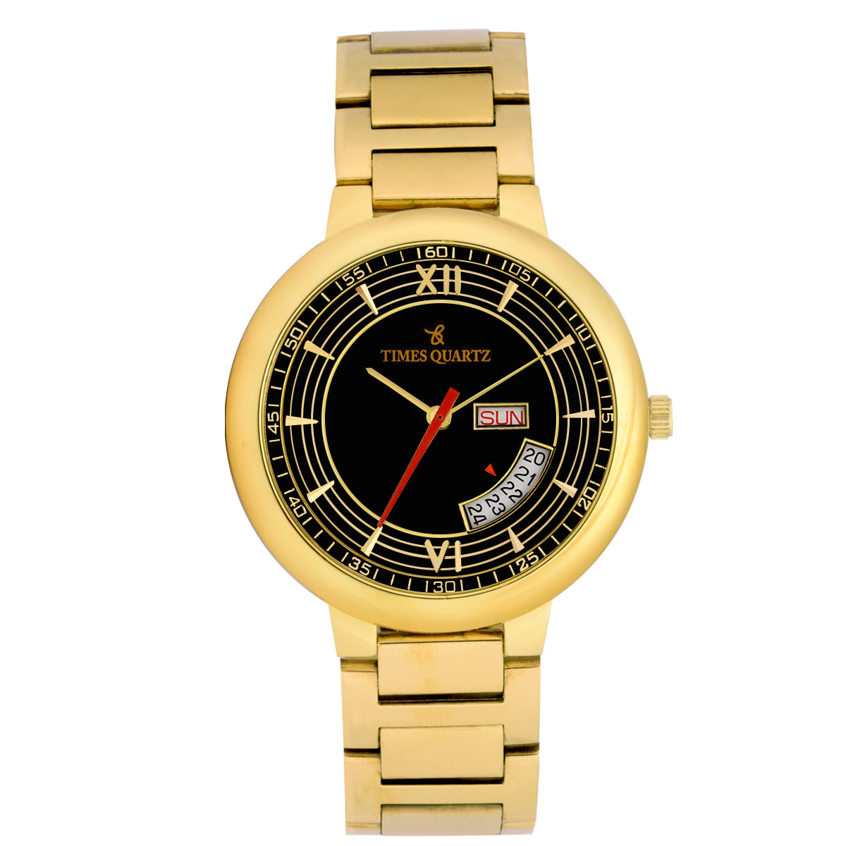 Timesquartz Brand Men's Wrist Watch Model A-190 (Gents, DD, Assorted Case, Chain & Black Dial Color)