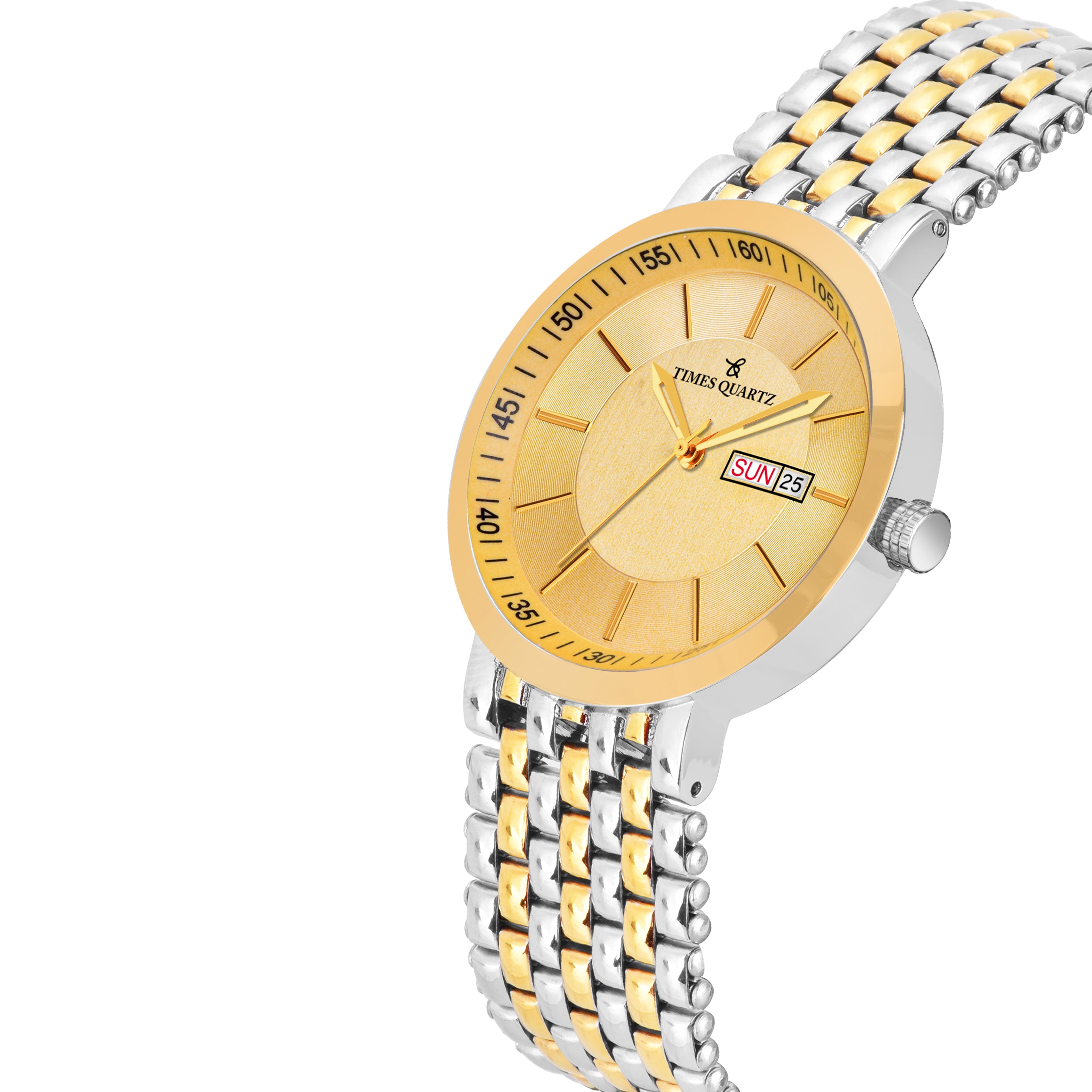 Men's Analog Wrist Watch A-190 Two Tone Case Golden Dial