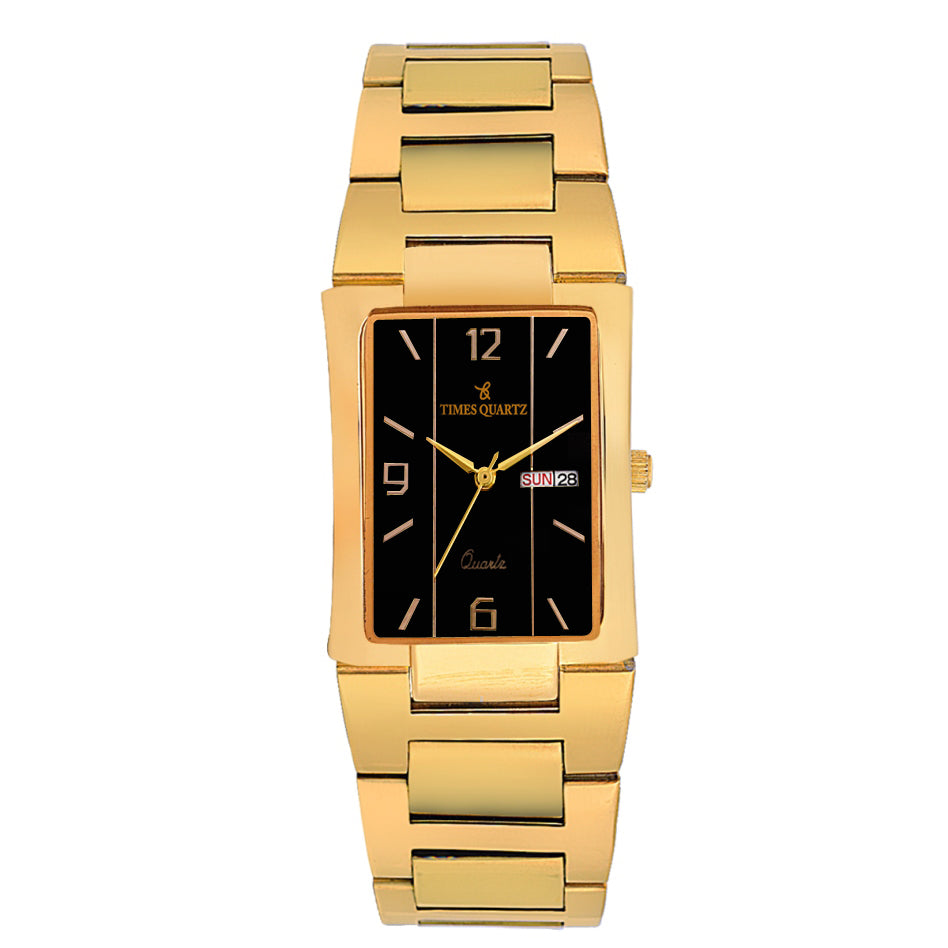Men's Analog Wrist Watch A-231 Golden Case Black Dial