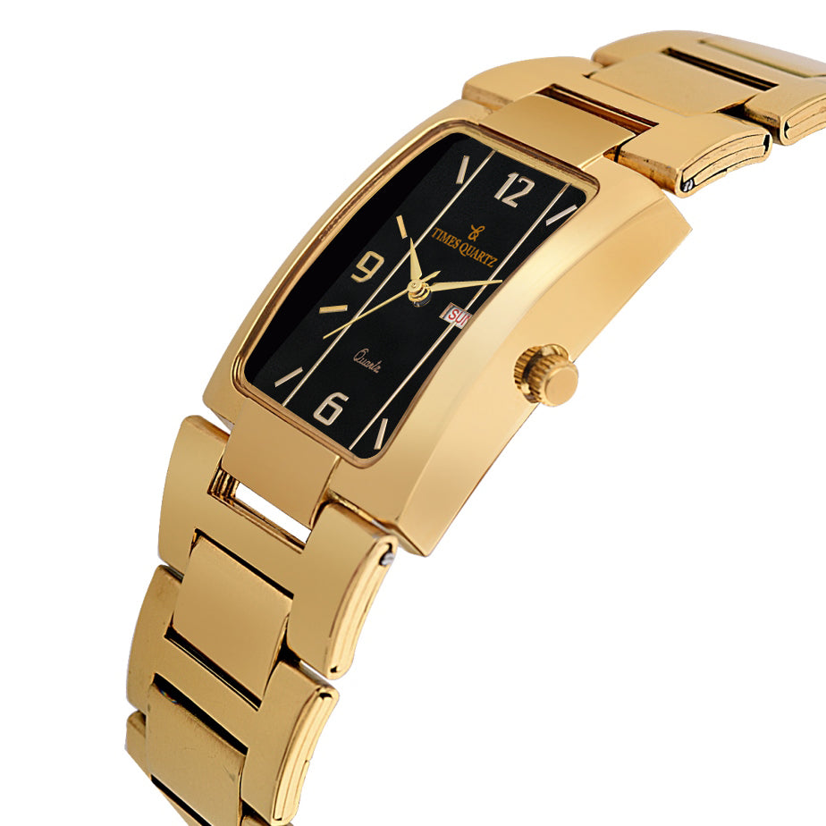 Men's Analog Wrist Watch A-231 Golden Case Black Dial