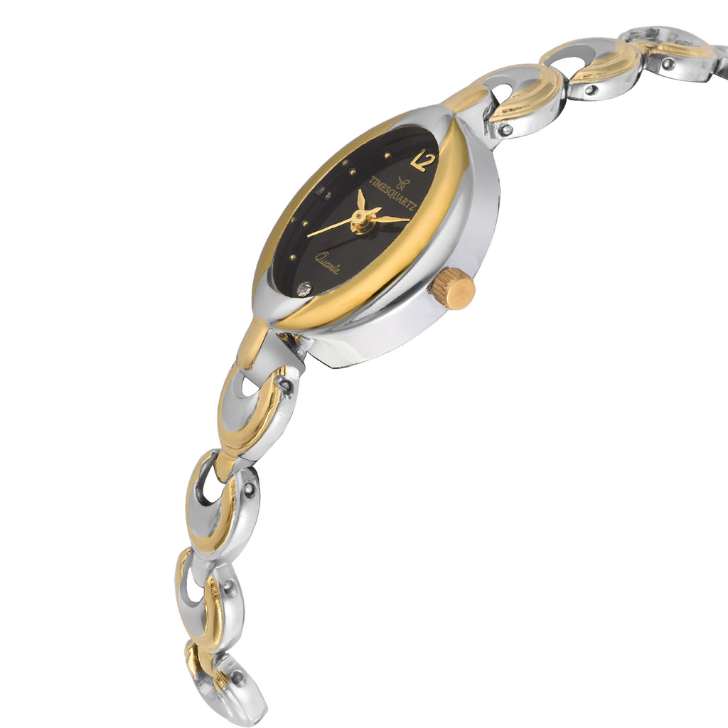 Women's Wrist Watch Model A-261 Two Tone Case Black Dial