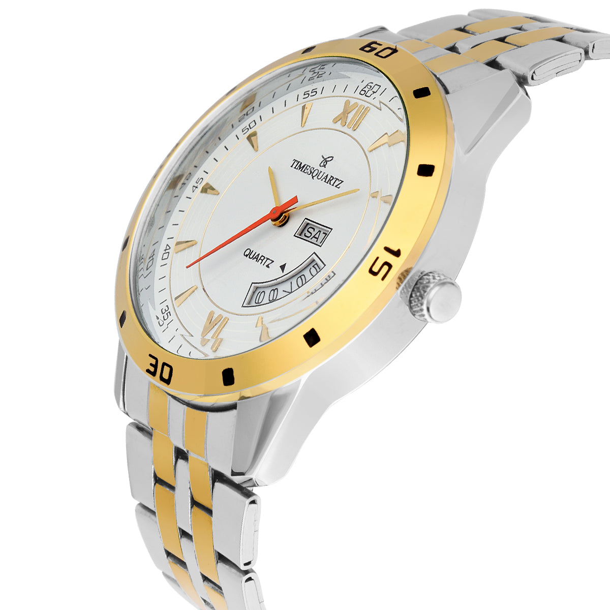 Men's Analog Wrist Watch A-263 Two Tone Case Silver Dial