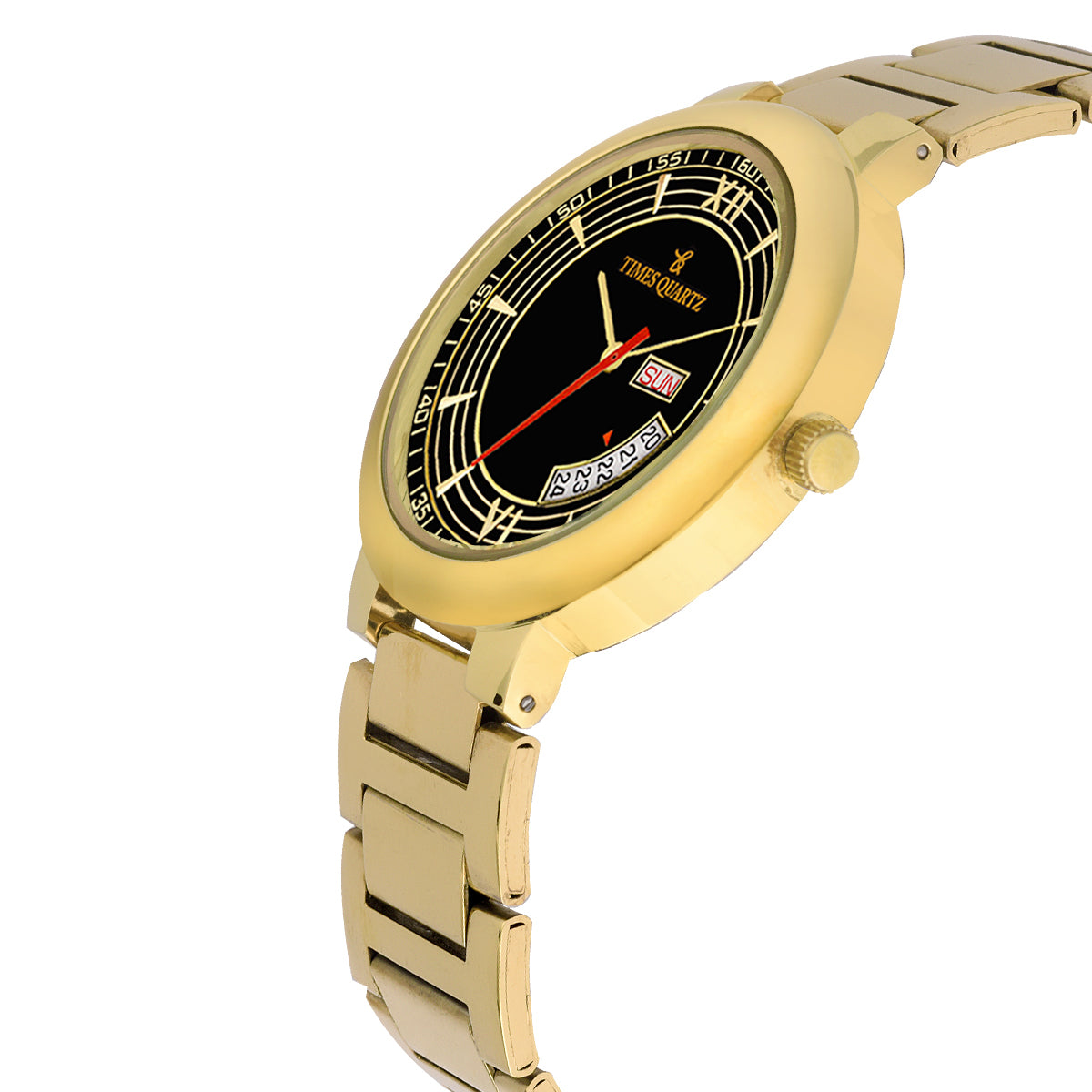 Timesquartz Brand Men's Wrist Watch Model A-190 (Gents, DD, Assorted Case, Chain & Black Dial Color)