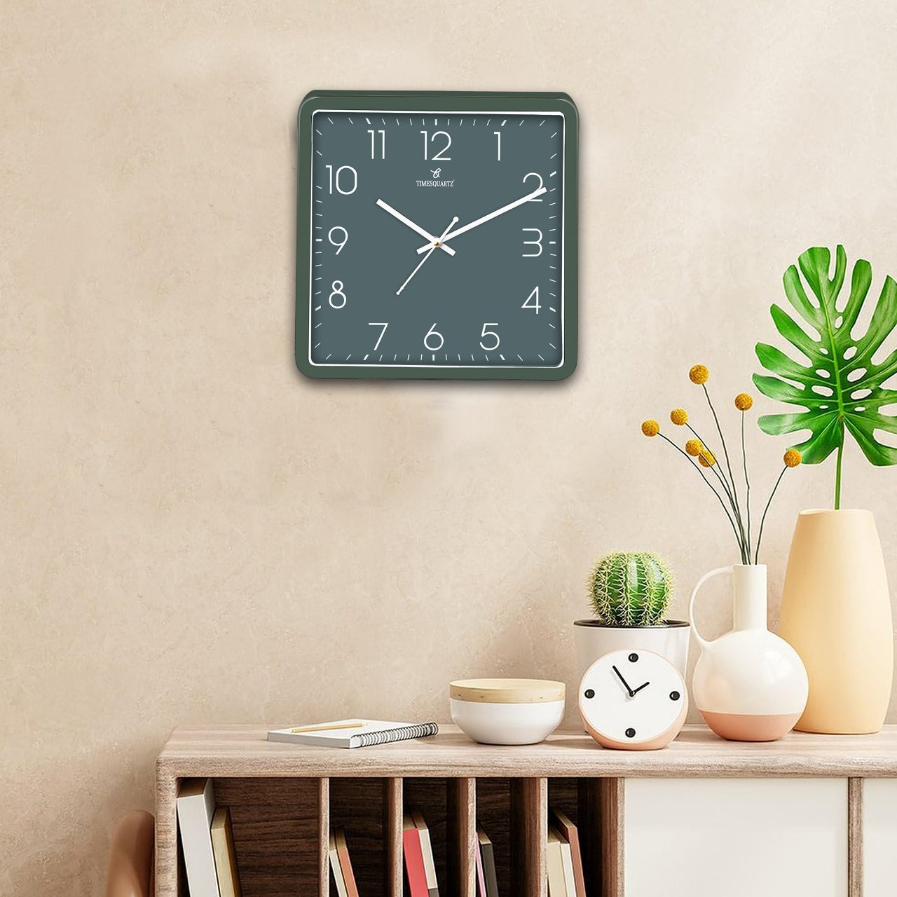 Square Analog Wall Clock WCS002 Green Dial